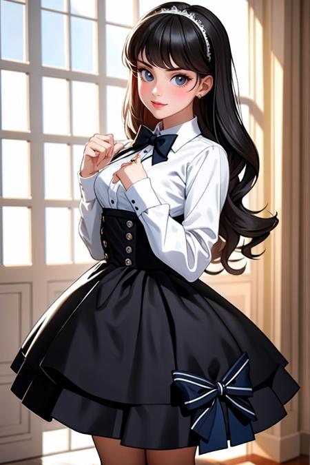 12973-1792812105-((Masterpiece, best quality)), _ballgown,edgPreppy,edgPreppy, a woman in a [skirt and sweater_ballgown] posing for a picture ,we.png
